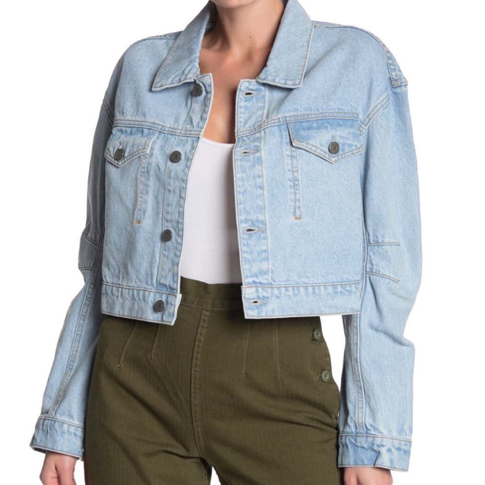 GRLFRND Lacy Long Sleeve Denim Jacket Size S